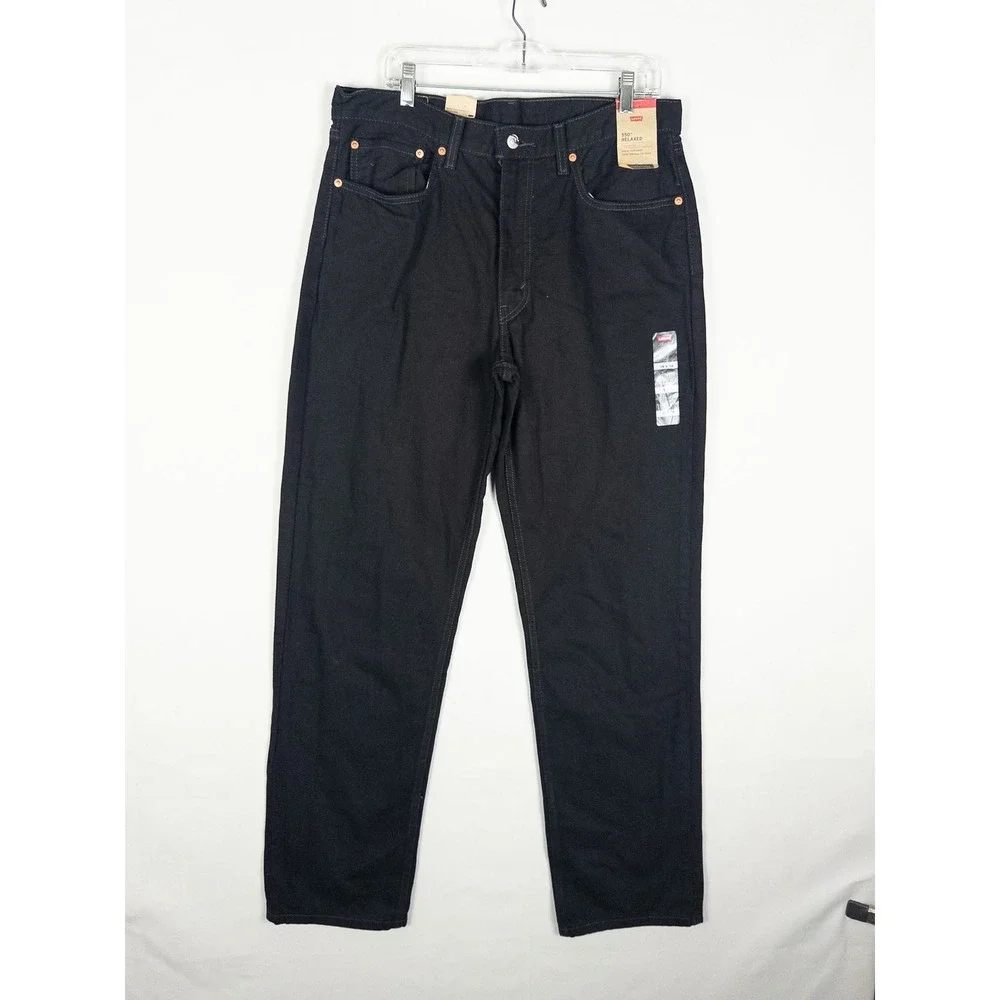 NWT Levi's 550 Relaxed Fit Jeans Mens 35x34 Black Denim Streetwear Classic